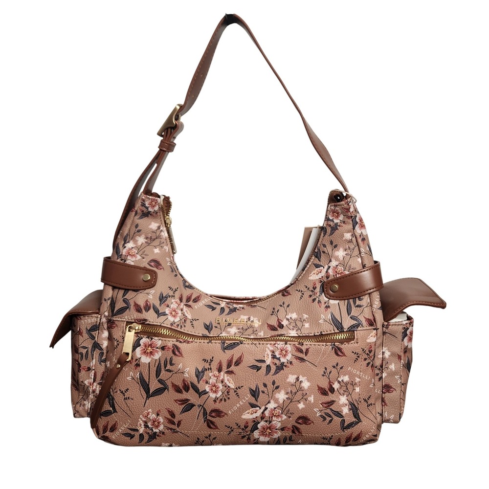 Fiorelli Mari Floral Shoulder Bag Tan Multi Hobo Handbag FL250002-BRF/MULTI NWT‎